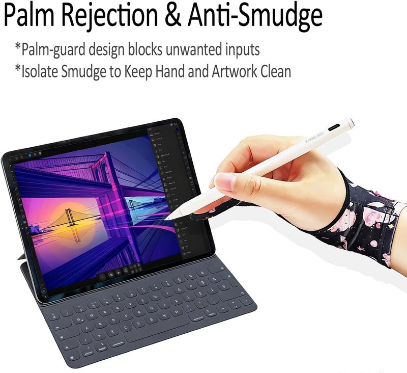 TABLIKE Artist Drawing Glove, Breathable Two Finger Digital Art Glove 3-Layer Palm Rejection Right/Left Hand Digital Graphic Tablet, Blackpink, S Size - Image 5